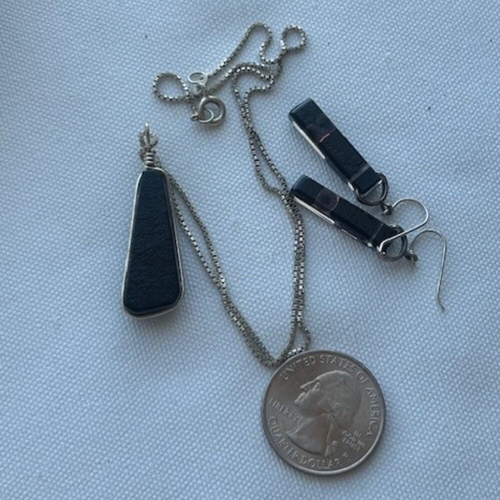 925 Silver Dichroic Glass Rainbow Purple Pendant Necklace Earrings SET - Picture 6 of 6